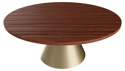 Produktbild von Art√π Brass - Esstisch rund ø 120 cm aus laminiertem Holz mit Konusfuø aus Metall, dunkle Holzfarbe