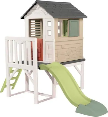Produktbild von Spielhaus für Kinder, Stelzenhaus mit Rutsche, Plattform 70cm, Anti-UV, Hergestellt in Frankreich