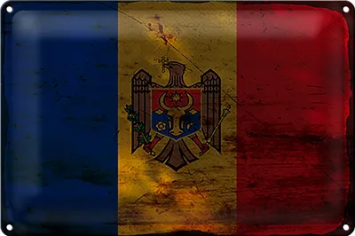 Produktbild von Blechschild Flagge Moldau 18x12cm Flag of Moldova Rost