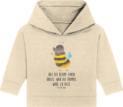 Produktbild von Mr. & Mrs. Panda Organic Baby Hoodie Hummel flauschig 12. - 18. Monat - Natural Raw - Geschenk, Blume, Biene, Natur, Kapuzenshirt, Lustige Sprüche, Kapuzensweatshirt