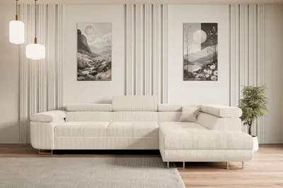 Produktbild von ALTDECOR Ecksofa mit Schlaffunktion und Bettkasten GUSA-L - 272x202x107 cm Beige - Corner Sofa Bett Eckcouch Couch L-Form Schlafcouch Ausziehbar Wohnlandschaft Schlafsofa Cauchsofa