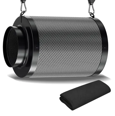 Produktbild von ISOISL Aktivkohlefilter 150 mm Grow 150x400 mm, Kohlefilter Geruchsfilter für Growbox Abluft Rohrventilator