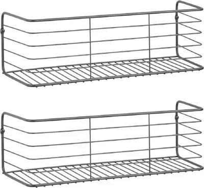 Produktbild von mDesign Wandregal Ablage Organizer Aufbewahrung 2er-Set Metall dunkelgrau