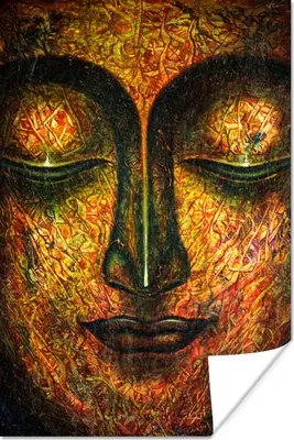 Produktbild von MuchoWow® Poster Buddha - Gesicht - Orange 120x180 cm - Kunstposter