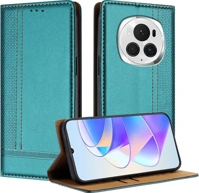 Obrázek produktu pro Pouzdro na mobilní telefon pro Honor Magic6 Pro kožené flipové ochranné pouzdro s funkcí stojánku zelené