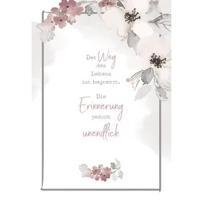 Produktbild von Trauerkarte, florales Motiv, Erinnerungsspruch, mit Briefumschlag