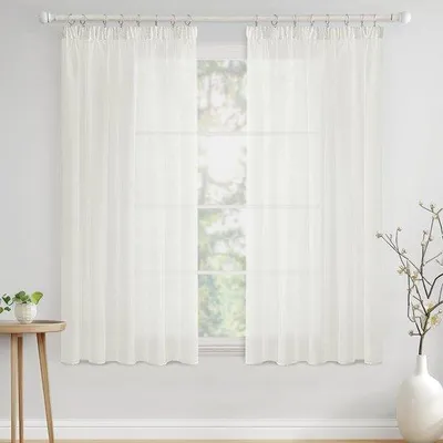 Produktbild von Famanu Voile Gardinen Transparent mit Ringen - 2 Stück 140 x 145 cm