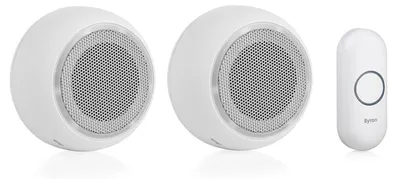 Productafbeelding van Byron Gong Draadloze Deurbelset - Bereik tot 175 Meter - 8 Melodieën - Instelbaar Volume tot 85 dB - Weersbestendige Beldrukker - LED Indicatie bij Oproep - Wit