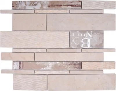Produktbild von Verbund Marmor/Keramik mix beige/color 2F Mosaikfliese Wand Fliesenspiegel Küche Bad MOS180-A01STB_f