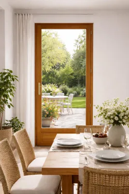 Immagine prodotto di Porta finestra in legno con 1 anta H215 x L90 cm, lato tavola, maniglia a destra, GD MENUISERIES