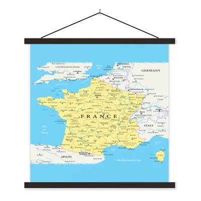 Obrázek produktu pro MuchoWow® Textilní plakát - Mapa Francie - 40x40cm - S černými lamelami