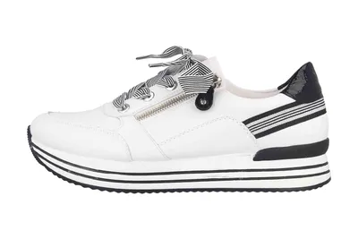 Produktbild von Remonte Damen trendiger Sneaker mit coole Schnürung und Reißverschluss D1312, Größe:42 EU, Farbe:Weiß