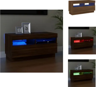 Immagine prodotto di mobile TV vidaXL con luci LED look rovere marrone 80x35x40 cm - Mobili TV
