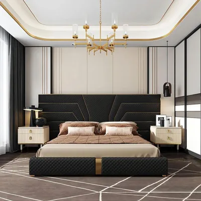 Produktbild von Designer Bett Betten Polsterbett Metall Gold 180x200 Ehebett Doppelbett