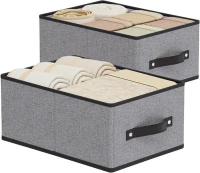 Image de Boîte de rangement pliable pour vêtements, dimensions 33x23x14 cm, couleur grise, pour étagères