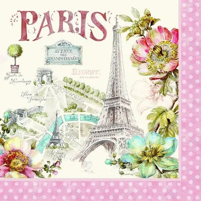 Immagine prodotto di RP 20 Tovaglioli Paris Forever - Indicazioni per Parigi 33x33cm