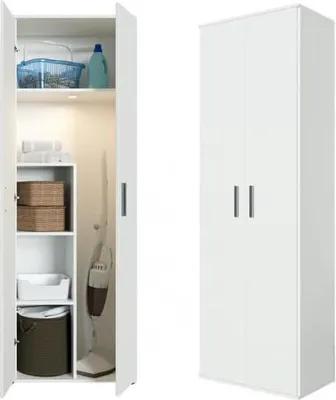 Immagine prodotto di BDW, armadio multiuso a 2 ante, 60×33×176, 4 ripiani, utility, bianco
