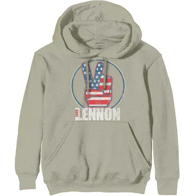 Produktbild von John Lennon Peace Fingers US Flag Sand M Hoodie
