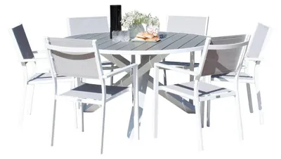 Zdjęcie produktu dla Parma zestaw ogrodowy stół 140x140cm 6 krzeseł Copacabana szary.
