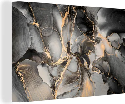 Obrázek produktu pro OneMillionCanvasses® - Obrazy na plátně - 140x90 cm, šedá - - zlatá - mramorová, nástěnná umělecká dekorace - fotografie na plátně - obraz na dřevěném rámu