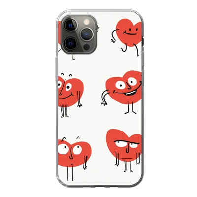 Produktbild von MuchoWow® Handyhülle Schutzhülle Hülle für iPhone 12 Pro Eine Illustration von neun Herzen mit Emotionen Silikon Softcase Handy Hülle - Abdeckung