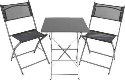 3tlg Bistroset Gartenmöbelset Outdoormöbel Balkon Anthrazit klappbar
