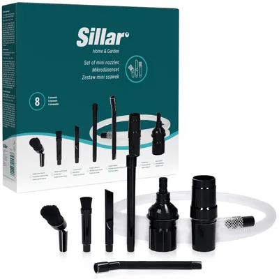 Produktbild von Sillar MiniBrushes Staubsauger Zubehörset 8-teilig mit Mini-Düsen, Bürsten und flexiblem Schlauch 32–35 mm