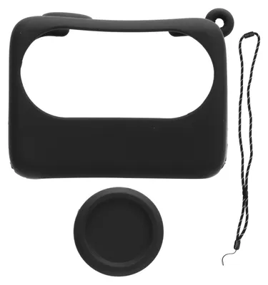 Productafbeelding van Cameralensbeschermer voor de GO 3S, siliconen beschermhoes, beschermkap voor de lens en bevestigingsband, zwart