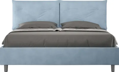 Produktbild von ITYHOME - Gepolstertes Bett mit Lattenrost 160x190 mit Mikrofaserbezug Himmelblau Appia