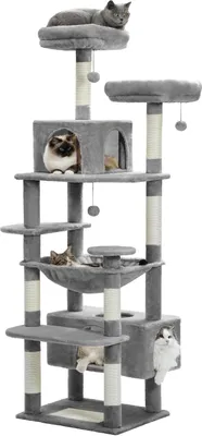 Produktbild von Purpurra Kratzbaum Katzenturm mit Hängematte und Katzenhöhle, 3 Höhen