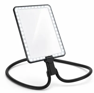 Produktbild von Leselupe mit Licht LED, 5x Vergrößerungsglas mit 50 LEDs, dimmbare Lupe zum Lesen von Büchern und Zeitungen, USB-C Akku Lupe für Senioren