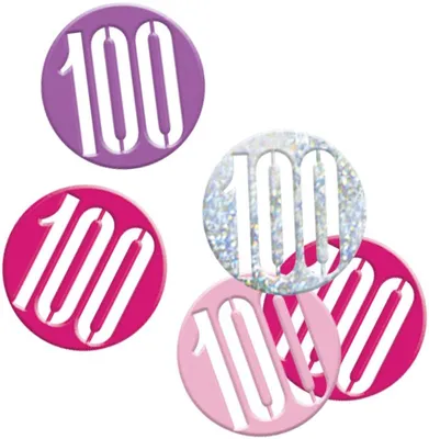 Produktbild von Konfetti rosa & silber Zahl 100