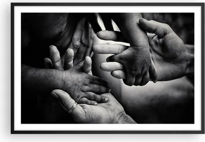 Produktbild von Gerahmtes Poster - Schwarzer Rahmen - Hände Toleranz Gemeinschaft - 91,5x61 cm - Wand Bild - Wanddeko - Wandbilder - Kunstposter - Wandposter - Bilderrahmen - Bilder - Kunstdruck - P2BAA91x61-4990