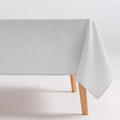 Produktbild von GAMUSI Indira Tischdecke – Fleckenabweisende Tischdecke aus Baumwolle und Polyester – Einfarbig – 140 x 140 cm – Hellgrau – Pflegeleichter Stoff – Landhausstil