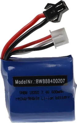 Produktbild von vhbw Akku kompatibel mit Syma Q3, Q2 Modellbau (600mAh, 7,4V, Li-Ion, 40 x 38 x 21 mm, SM-2P)