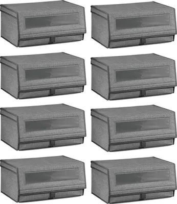 Produktbild von mDesign Schuhaufbewahrung Schuhbox Aufbewahrungsbox stapelbar 8er Set Dunkelgrau