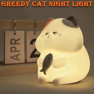 Produktbild von Katzen-Nachtlicht für Kinder, USB-aufladbar, warmweißes und RGB-Licht, weiches Silikon, kabellose Tischlampe für Kinderzimmer