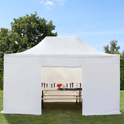 Immagine prodotto di TOOLPORT 3x4,5m gazebo pieghevole con laterali, PREMIUM acciaio, bianco