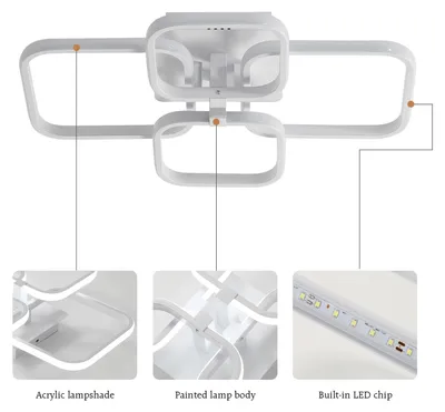 Immagine prodotto di Pannello LED quadrato moderno - A7201 - 60 W - 6500 K (bianco freddo) - 2 sorgenti luminose - Non dimmerabile - Montaggio a soffitto - Adatto per ambienti da 5 a 10 m²