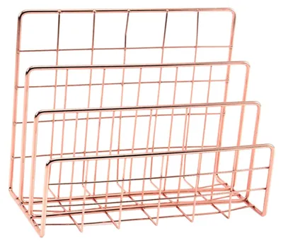 Produktbild von Aktenhalter aus Metall für Briefablage in Gold für Büro und Zuhause