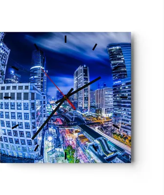 Produktbild von Wanduhr - Quadrat - Glasuhr - Asien bangkok stadt architektur - 30x30cm - Schleichendes Uhrwerk - Lautlos - zum Aufhängen bereit - Dekoration Modern - Wanddekoration aus Glas - C3AC30x30-2457