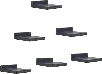 Obrázok produktu pre Nástenná polica 12.7x10x4 cm, sada 6 ks, drevo, čierna, pre dekoráciu