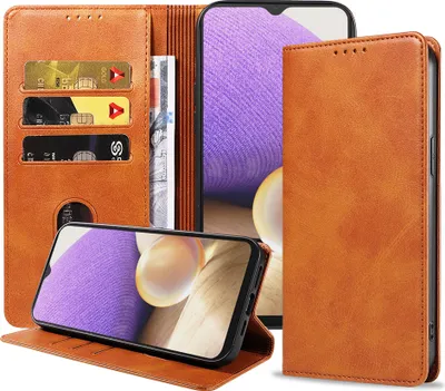 Immagine prodotto di Smartphonics Custodia in pelle per Samsung Galaxy A32 5G con chiusura magnetica e portacarte - Marrone