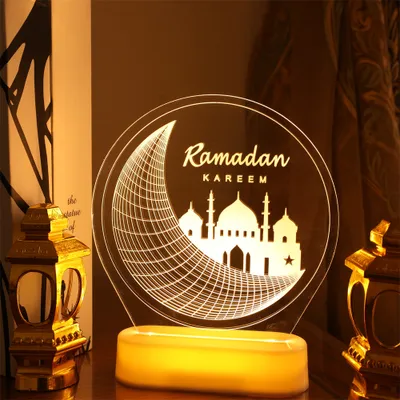 Produktbild von LED Ramadan 3D Nachtlicht Batteriebetrieben Eid Mubarak Deko Tischdekoration Dekoleuchten