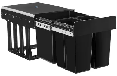 Image de Poubelle de tri ASHLYN 31 L avec 3 compartiments - noir