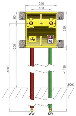 Image de Boîtier de raccordement pour douche MHS, DUU/240, sortie 153 mm, Kelox, hauteur 1 200 mm, 1 pièce