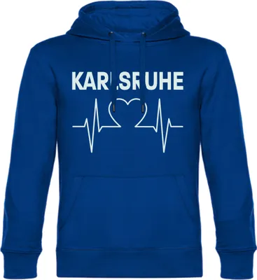 Produktbild von multifanshop Kapuzen Sweatshirt - Karlsruhe - Herzschlag, blau, Größe M