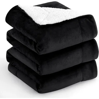 Produktbild von Kuscheldecke Sherpa Fleece Schwarz 220x240 cm XXL