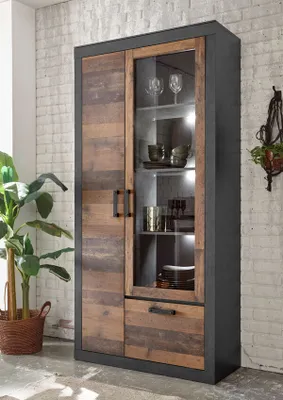 Immagine prodotto di Vetrina Brooklyn 97cm matera / vecchio mix arredamento soggiorno vetrina Cabinet