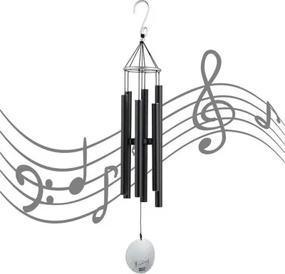 Image de Carillon éolien à suspendre – Melodieus, noir, 95 cm, décoration de jardin et d'intérieur